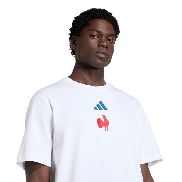 France Mens Fanwear T-Shirt White - Model Close-up View