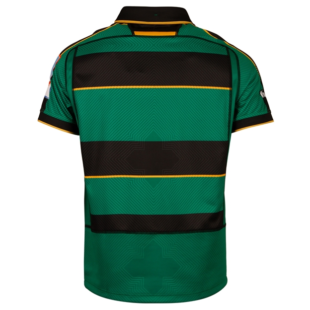 Northampton Saints Mens Home Rugby Shirt 26/27 Black and Green - Back View