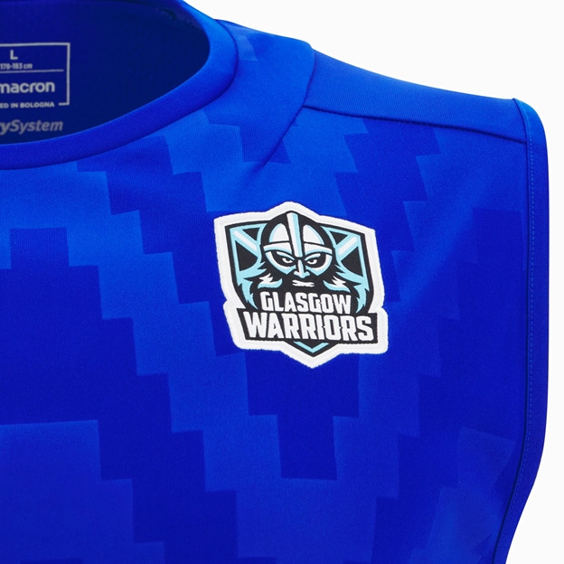 Glasgow Warriors Mens Training T-Shirt 25/26 - Electric Blue/Black - Badge