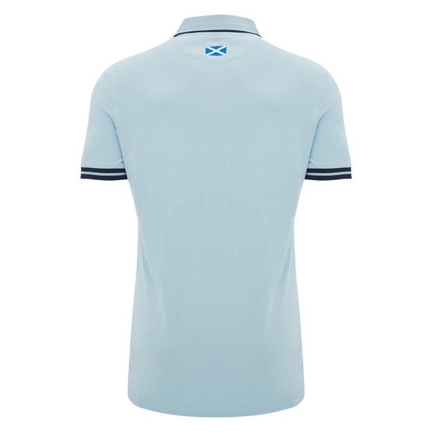 Scotland Mens Travel Fitted Cotton Polo 26/27 Blue and Navy - Back View