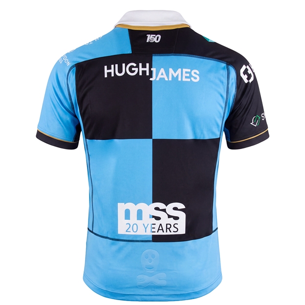 Cardiff Mens Home Rugby Shirt 26/27 Blue - Back View