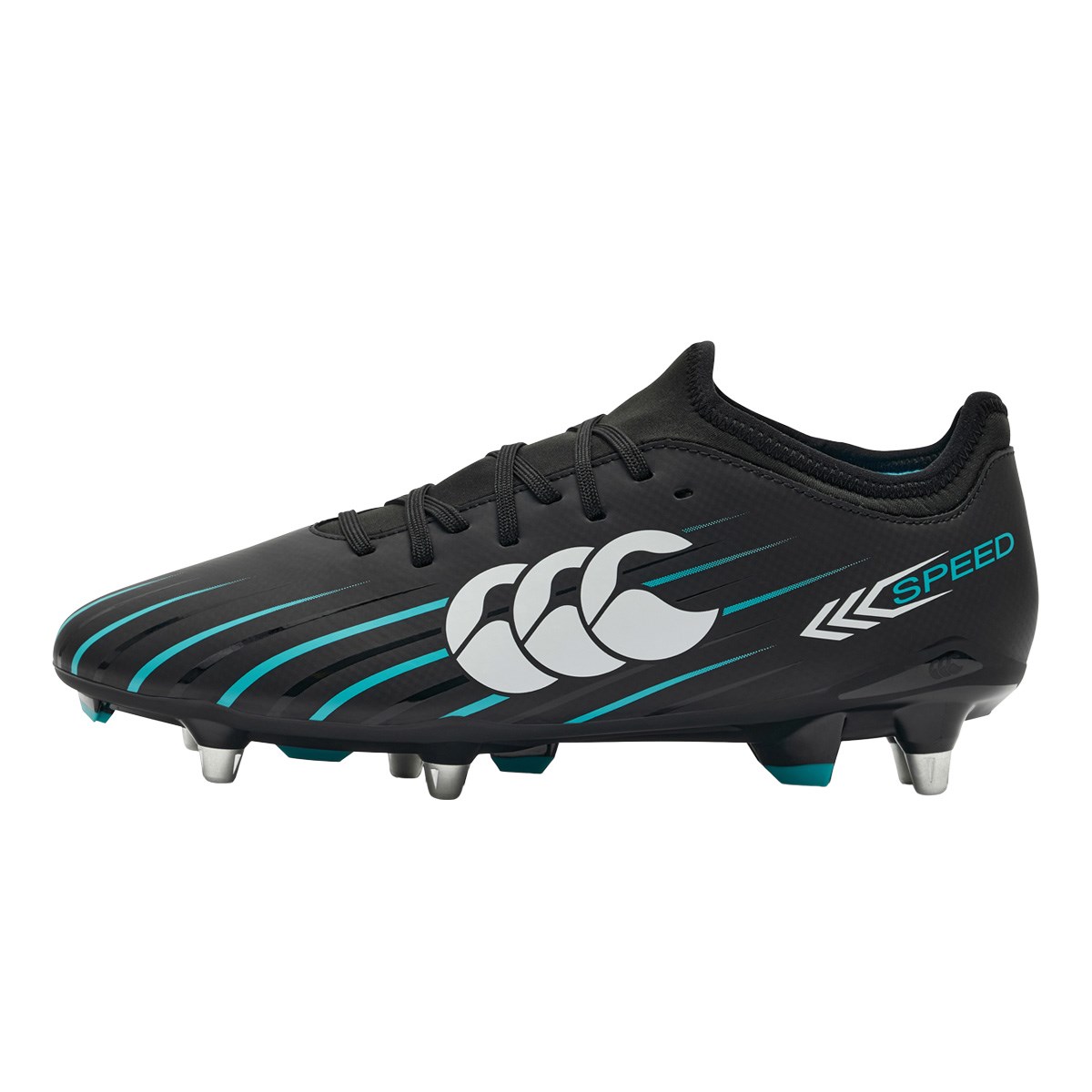 Canterbury Adults Speed Falcon 2.0 Team Soft Ground Rugby Boots Jet Black - Front View