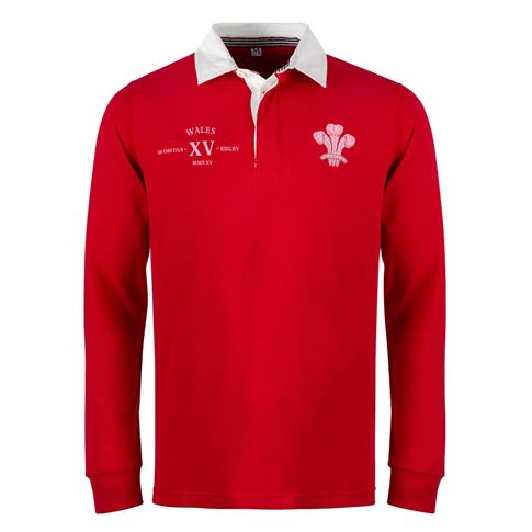 Womens World Cup Wales Adults Classic Heavyweight Rugby Shirt Red - Front