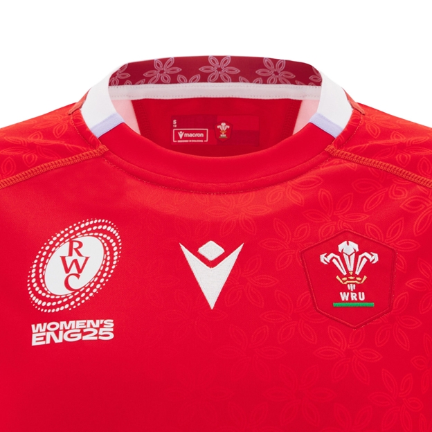 Wales Womens WRWC 2025 Home Rugby Shirt Red - Collar