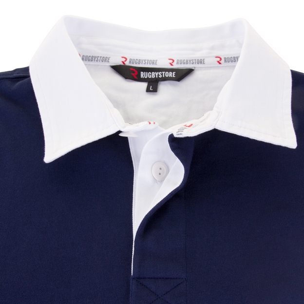 Rugby 1823 Mens Rugby Shirt Long Sleeve Navy - Collar Close-up
