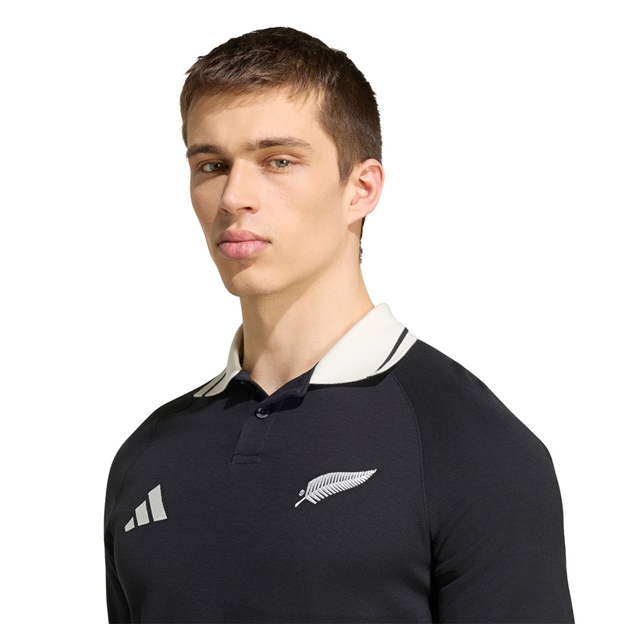 All Blacks Mens Leisurewear Polo 26/27 All Black - All Blacks Fern Close-up