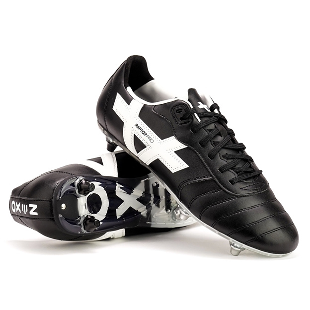 Oxen Adults Raptor Pro 6 Stud Soft Ground Rugby Boots Black - Front
