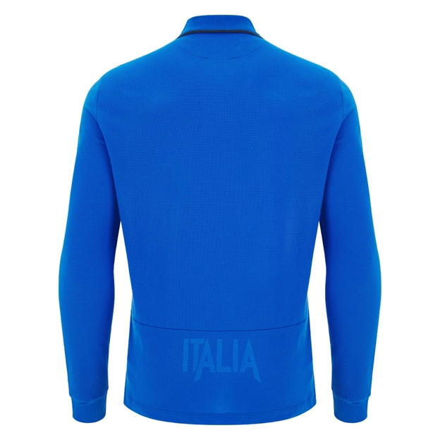 Italy Mens Home Cotton Rugby Shirt 26/27 Blue - Back View
