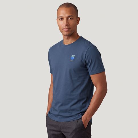 Samoa 1924 Mens Cotton T-Shirt Petrol Blue - Model Front View