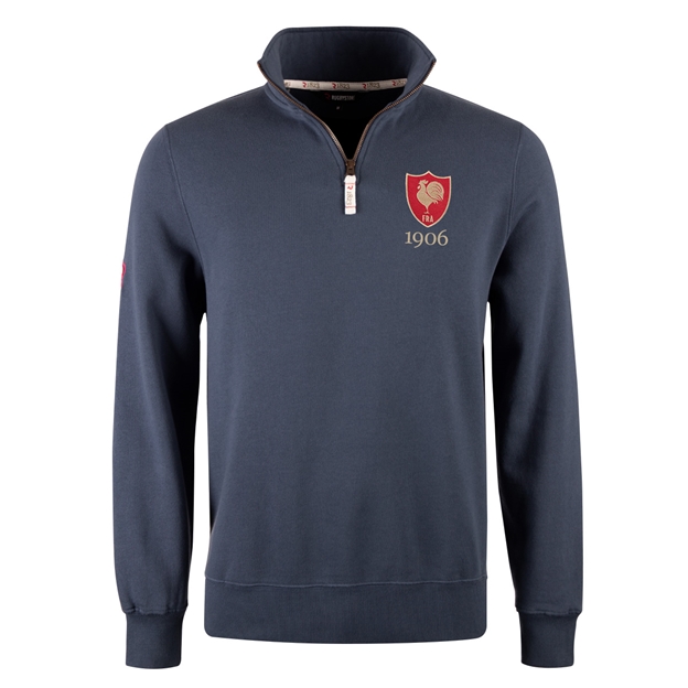 R1823 France Champions 2026 Quarter Zip Top Petrol Blue - Front