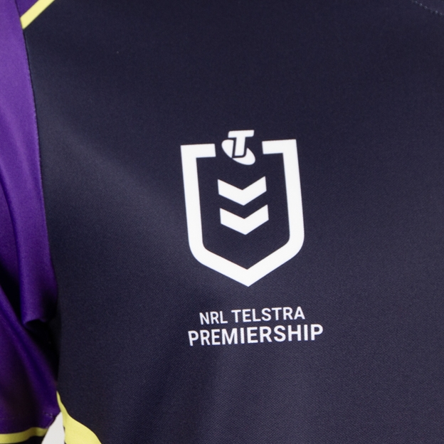 Melbourne Storm Adults Supporters Shirt 2026 Purple - NRL Logo Close-up