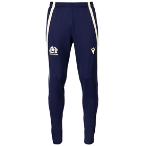Scotland Mens Training Fitted Track Pants 26:27 Navy and Sand - Front View