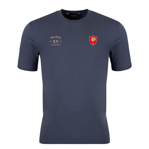 R1823 France Champions 2026 T-Shirt Petrol Blue - Front View