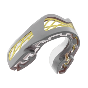 SafeJawz Nitro Series Grey/Yellow Mouthguard Senior - Front View