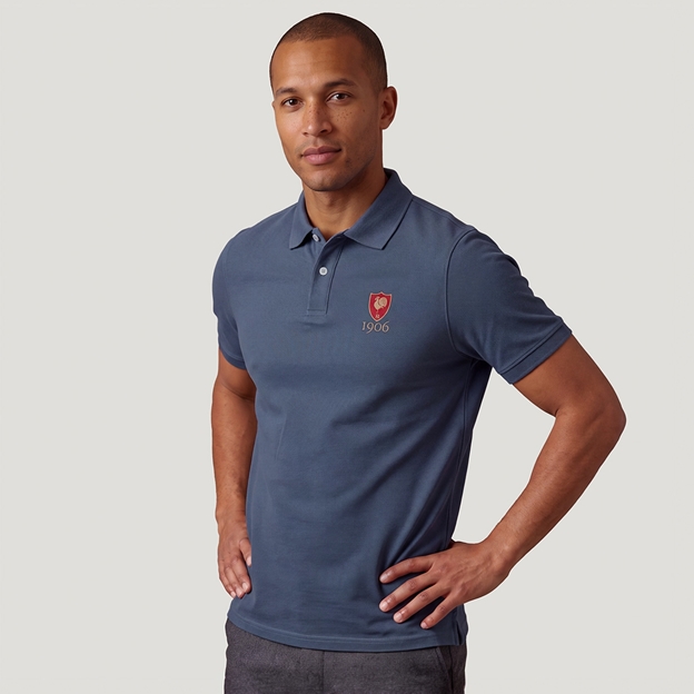 France 1906 Adults Classic Cotton Polo Shirt Royal Blue - Model Front View