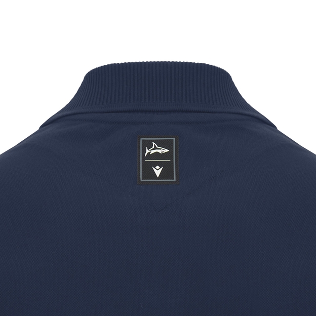 Sale Sharks Mens Travel Polo 26/27 Navy - Back Detail Close-up
