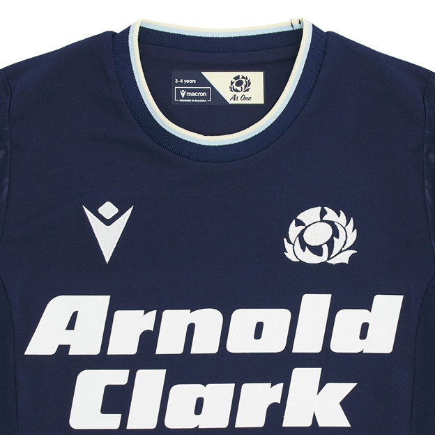 Scotland Infants Home Rugby Shirt 26/27 Navy and Sand - Collar Close-up