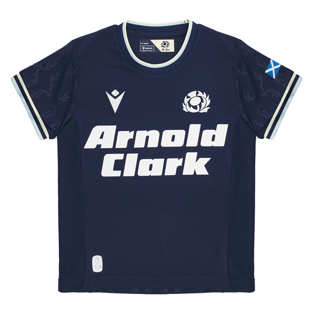 Scotland Infants Home Rugby Shirt 26/27 Navy and Sand - Front View