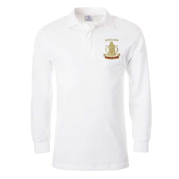 England Mens Cup Winners 2025 Classic Rugby Shirt White - Front View