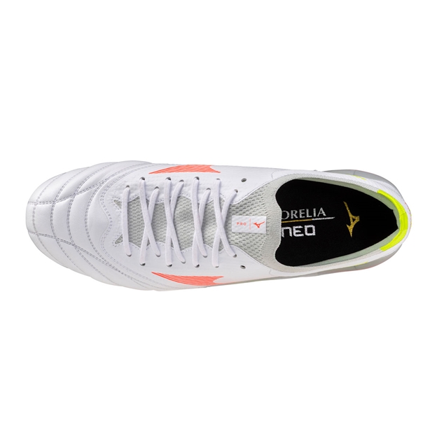 Mizuno Adults Morelia Neo V β Pro Firm Ground Rugby Boots White - Top View