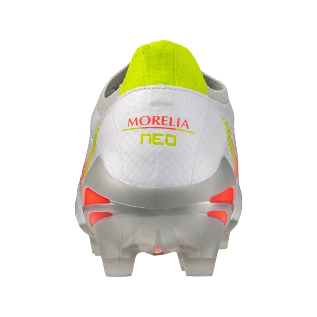 Mizuno Adults Morelia Neo V β Pro Firm Ground Rugby Boots White - Heel View