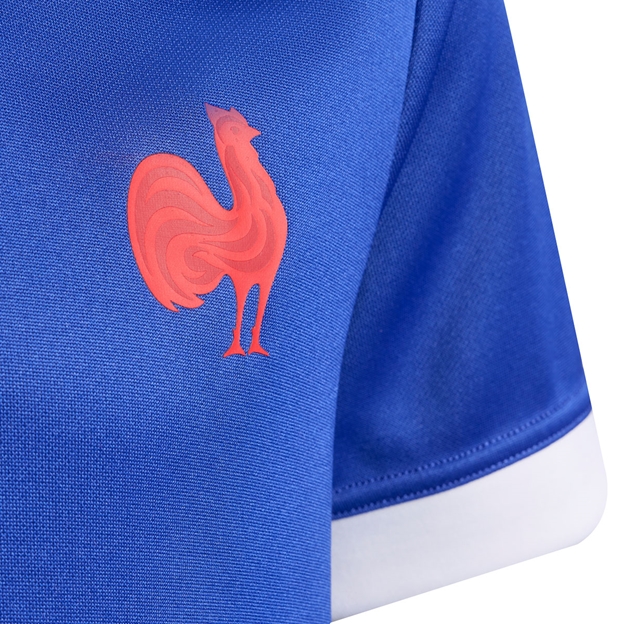 France Mens Home Supporters T-Shirt Lucid Blue 25/26 - FFR Logo Close-up