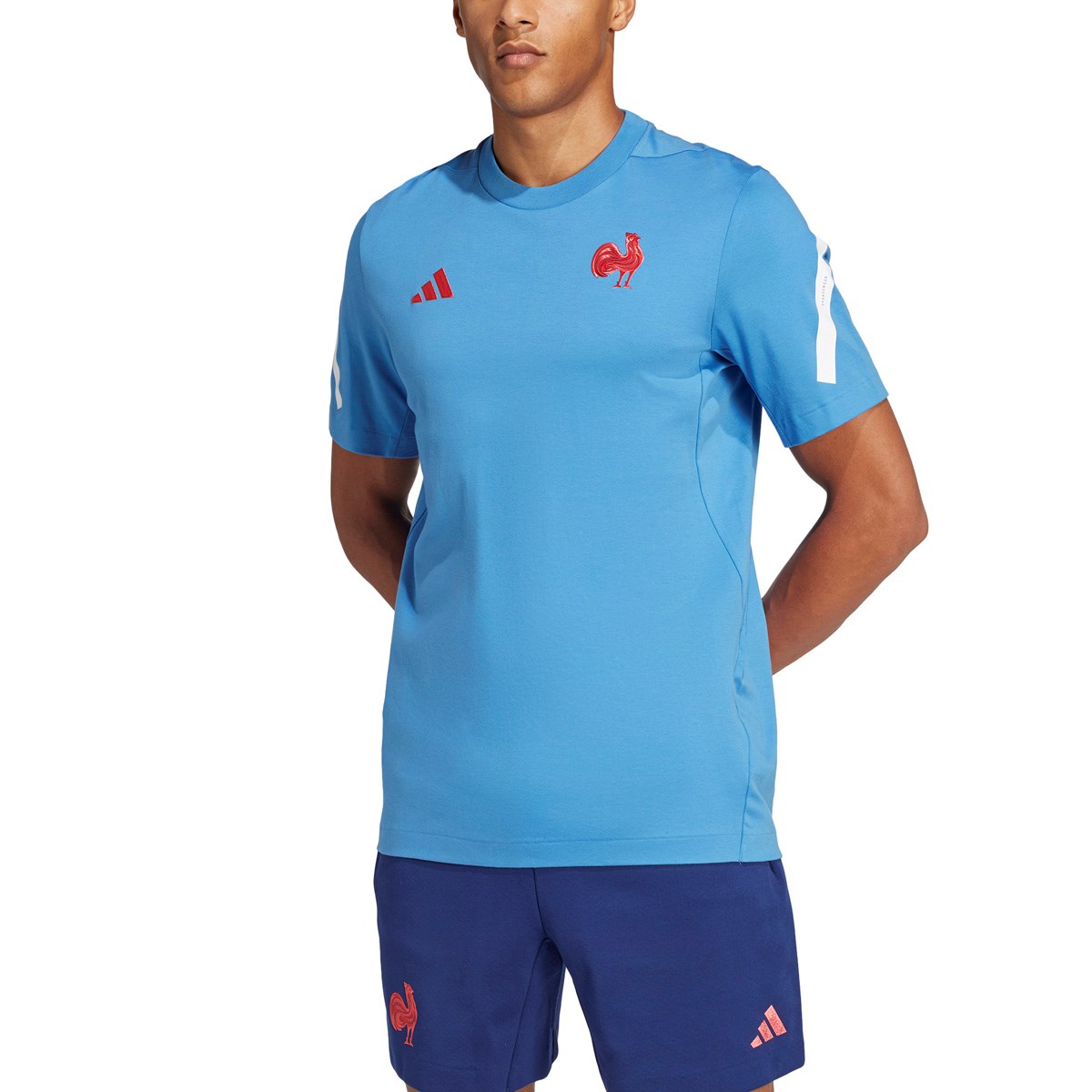 France adidas Mens Travel T-Shirt - Focus Blue 2024 - Front