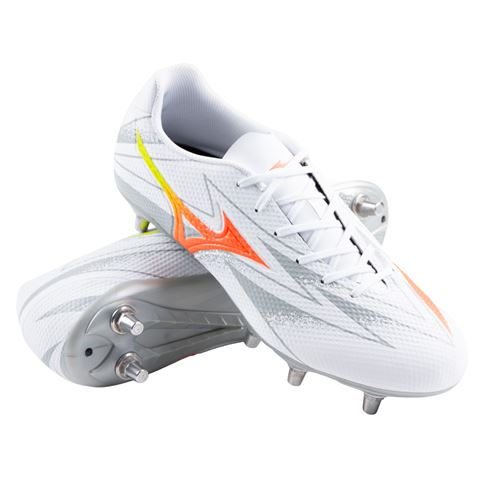 Mizuno Adults Waitangi Pro Firm Ground Rugby Boots Prism White - Front View