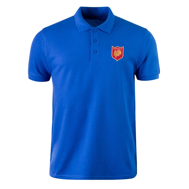 France Mens Classic Polo Shirt Royal - Front View