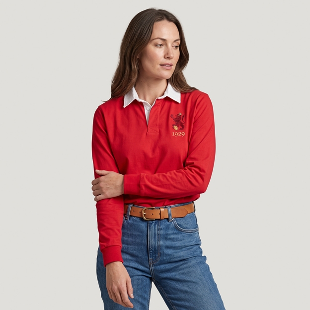 Spain 1929 Adults Heritage Rugby Shirt Red - Model Front View