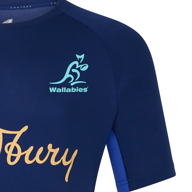Australia Mens Performance T-Shirt 26/27 Beacon Blue - Wallabies Logo