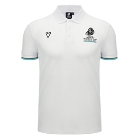 Rugby World Cup 2027 Mens Cotton Polo White/Turquoise - Front View