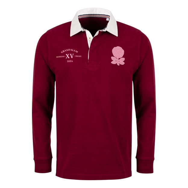 England Grand Slam 2026 Adults Heavyweight Rugby shirt Burgundy - Front View