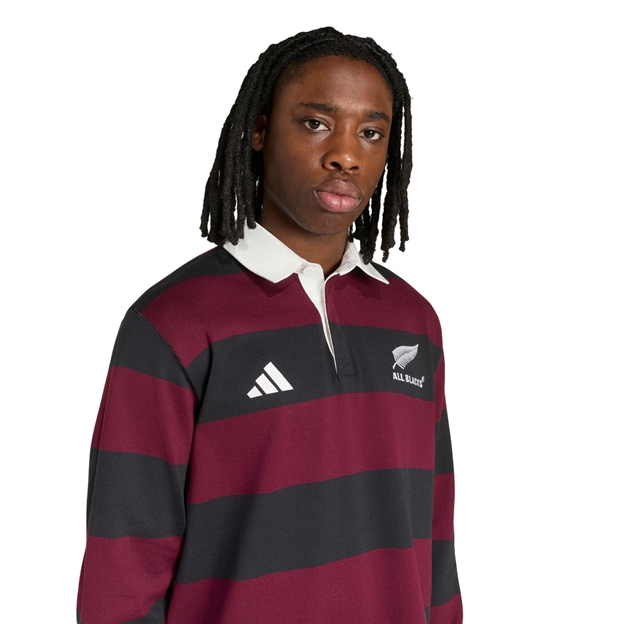 All Blacks Mens Heritage Polo 26/27 Maroon - Model Front Close-up View