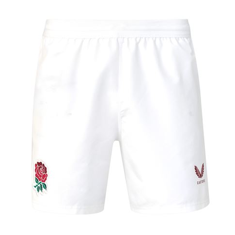 England Mens Home Rugby Shorts 26/27 Brilliant White - Front View