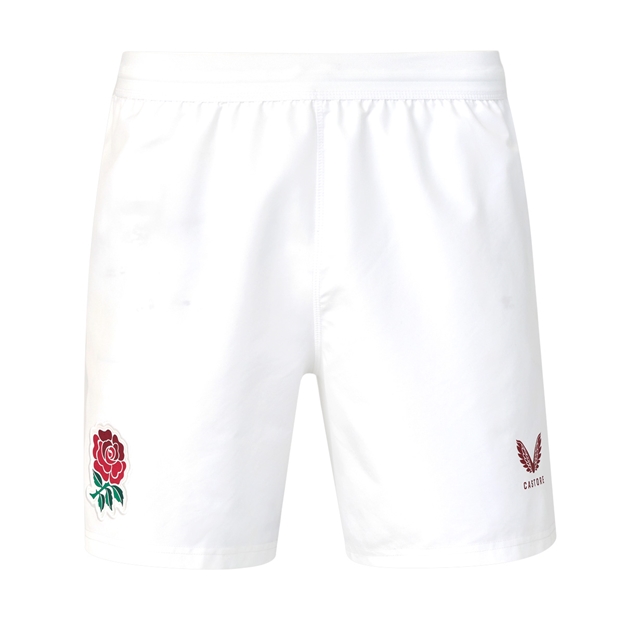 England Mens Home Rugby Shorts 26/27 Brilliant White - Front View