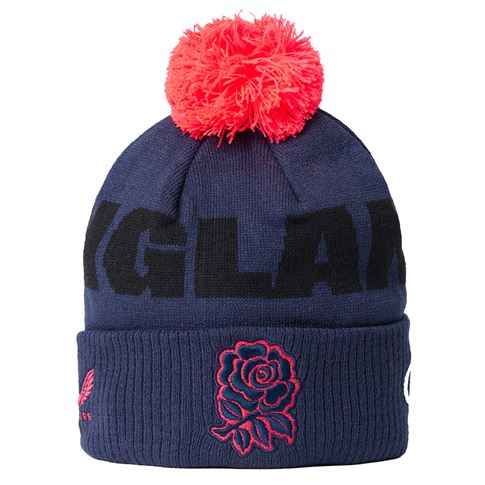 England Adults Bobble Beanie 26/27 Rhodonite - Front View