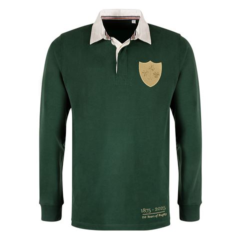 Ireland 150 Years Heavyweight Rugby Shirt Bottle Green - Front