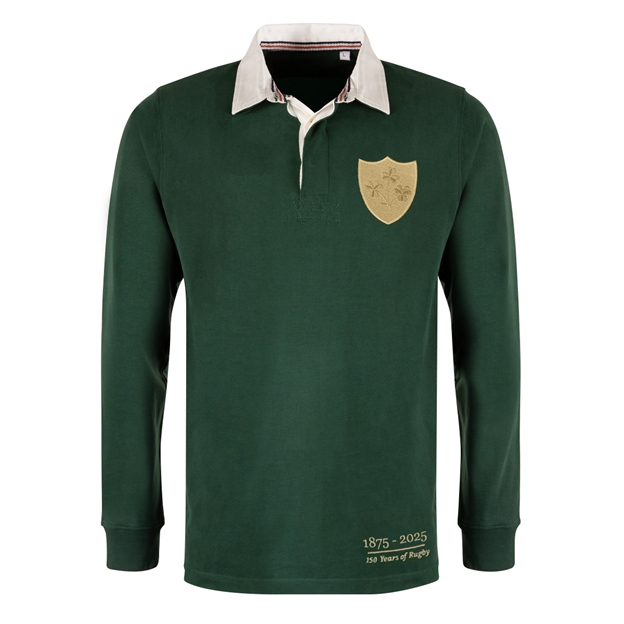 Ireland 150 Years Heavyweight Rugby Shirt Bottle Green - Front