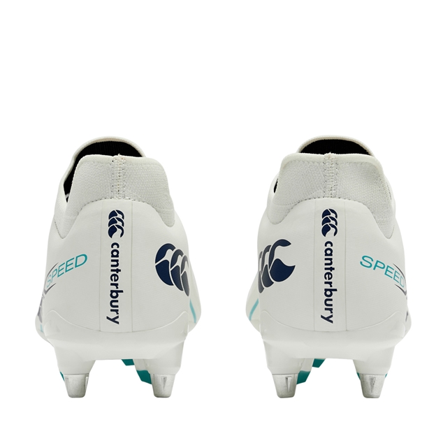 Canterbury Adults Speed Falcon 2.0 Pro Soft Ground Rugby Boots White - Pair Back View
