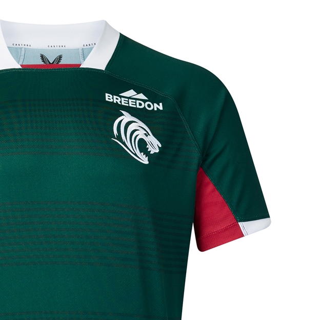 Leicester Tigers Kids Home Rugby Shirt 26/27 Botanical Garden - Tiger Logo Close-up