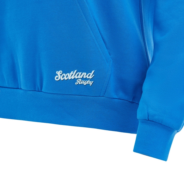 Scotland Kids Leisure Cotton Hoodie 26/27 Blue White and Green - Scotland Rugby Logo Close-up