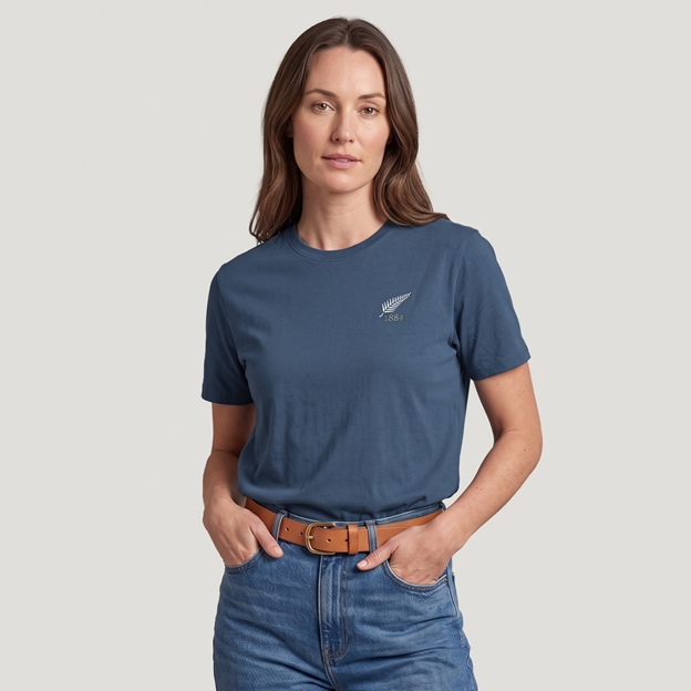New Zealand 1884 Mens Cotton T-Shirt Petrol Blue - Model Front View