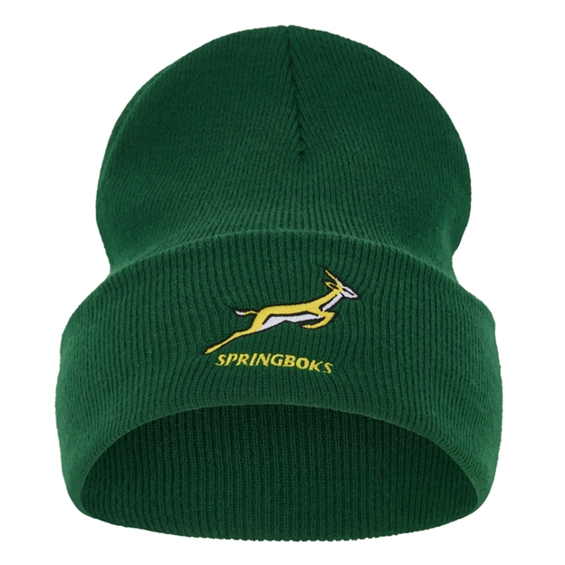 South Africa Springboks Adults Peak Beanie 26/27 Gorge Green - Front View