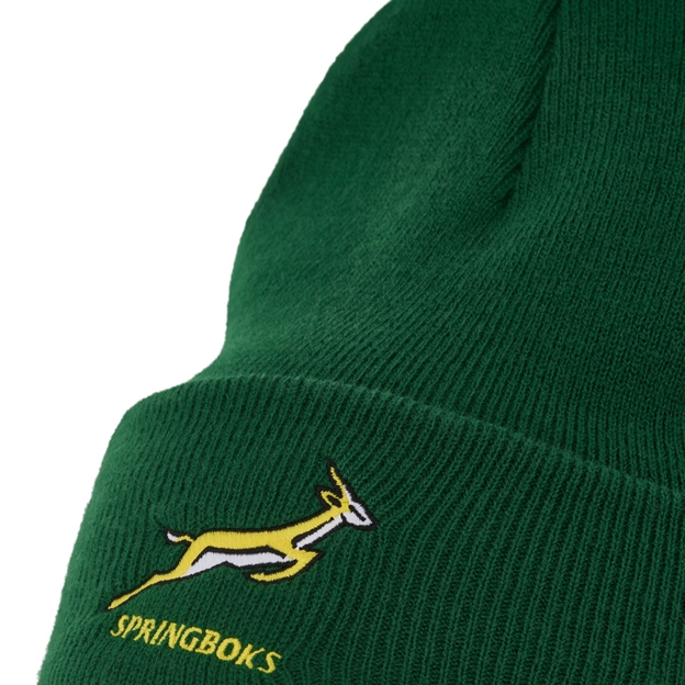 South Africa Springboks Adults Peak Beanie 26/27 Gorge Green - Front Close-up Detail