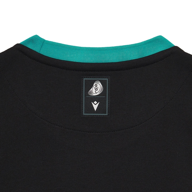Rugby World Cup 2027 Kids Cotton T-Shirt - Black/Turquoise - Collar