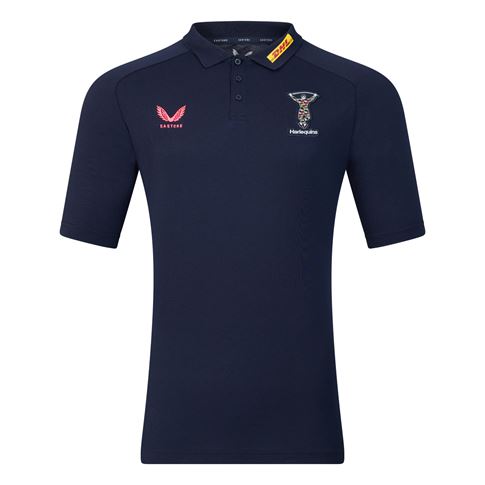 Harlequins Mens Off Pitch Polo 26/27 Navy - Front View