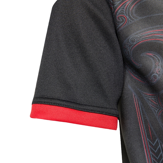 Maori All Blacks Kids Home Rugby Shirt Short Sleeve Black 25/26 - Sleeve Detail