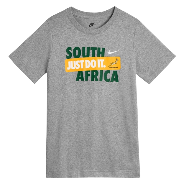 South Africa Springboks Youths Just do It T-Shirt 26/27 Dark Grey Heather - Flatlay View