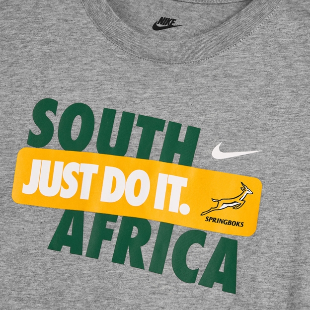 South Africa Springboks Youths Just do It T-Shirt 26/27 Dark Grey Heather - Logo Close-up